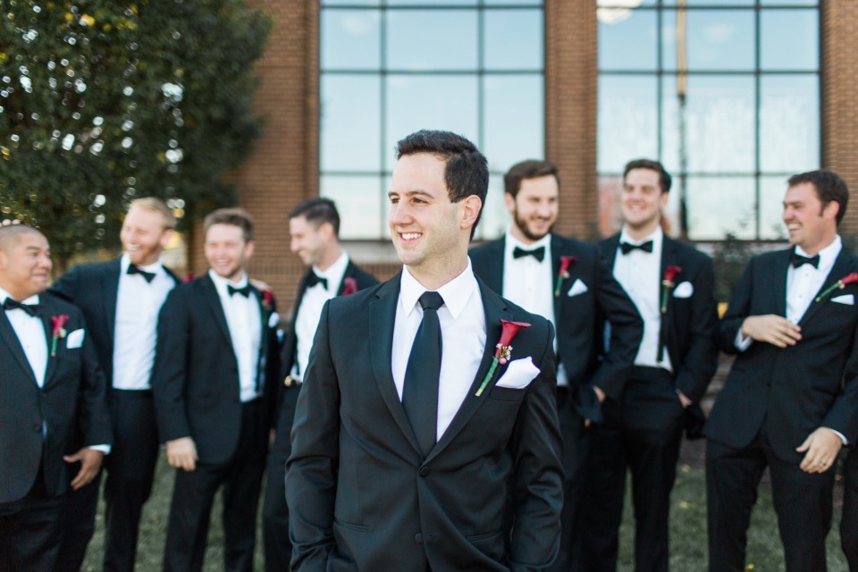 groom in classic black and white