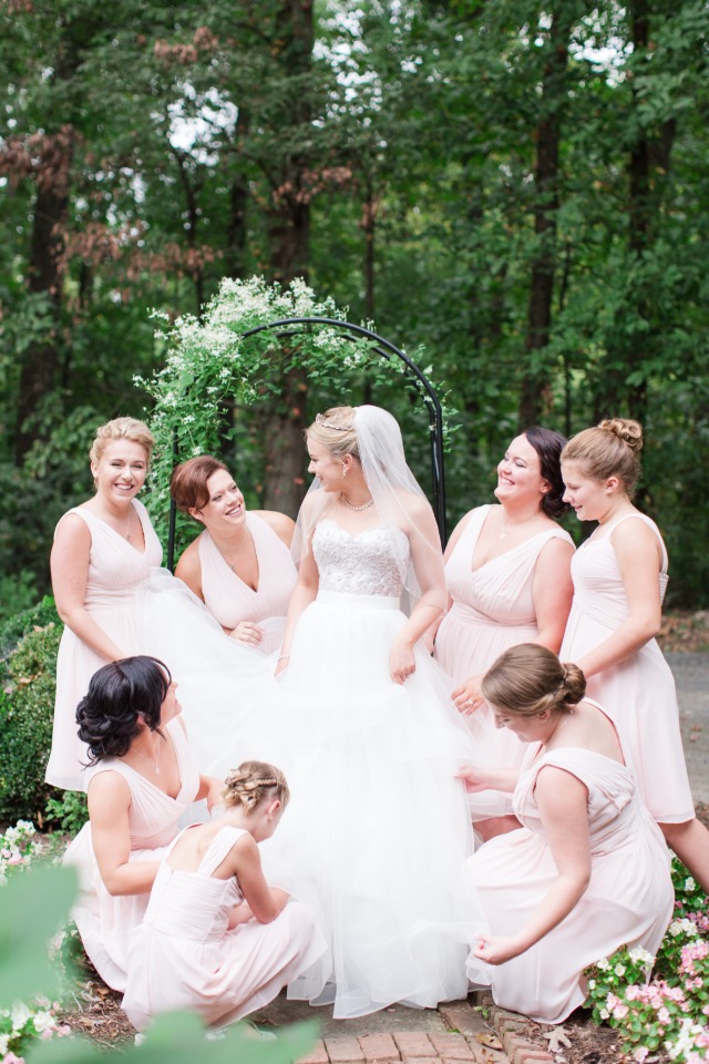 bridal party in the garden