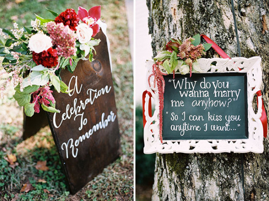 Floral wedding signs share loving and celebratory messages