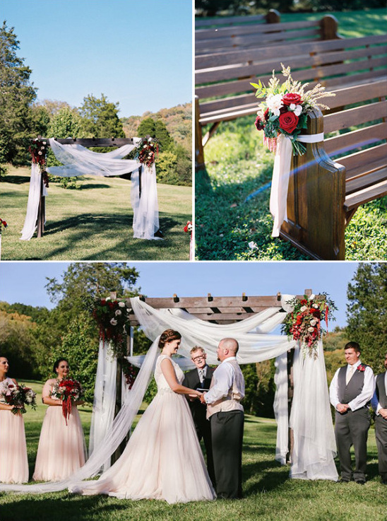 Couple exchanges vows at beautiful outdoor wedding