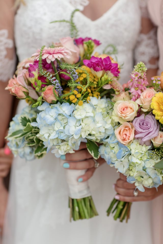 mixed floral colorful bridesmaids bouquets