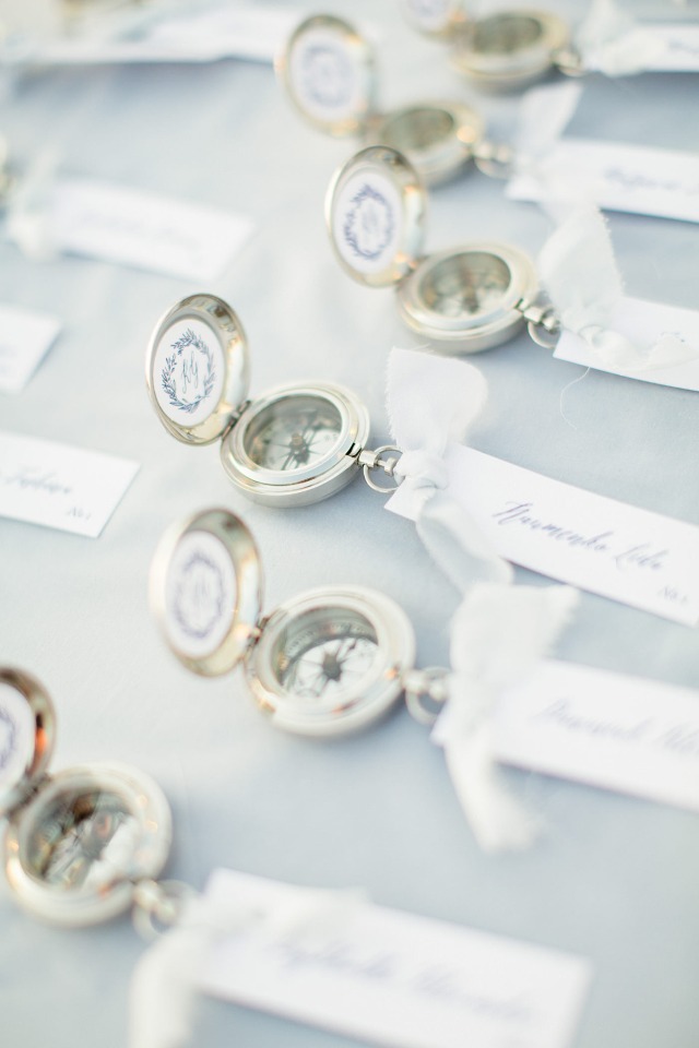 Personalized compass wedding favors