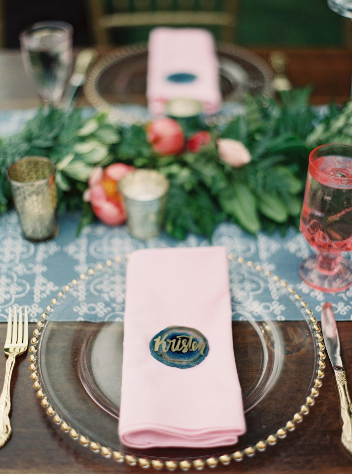 blush and gold table setting