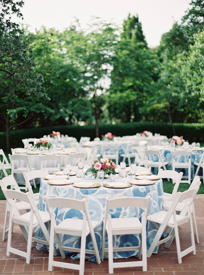 blue and pink wedding reception