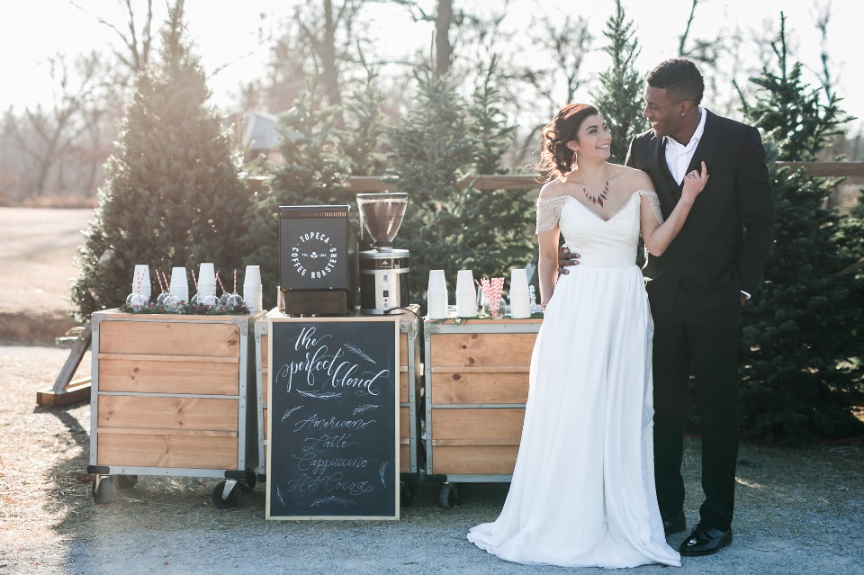 coffee bar to warm up your winter wedding guests