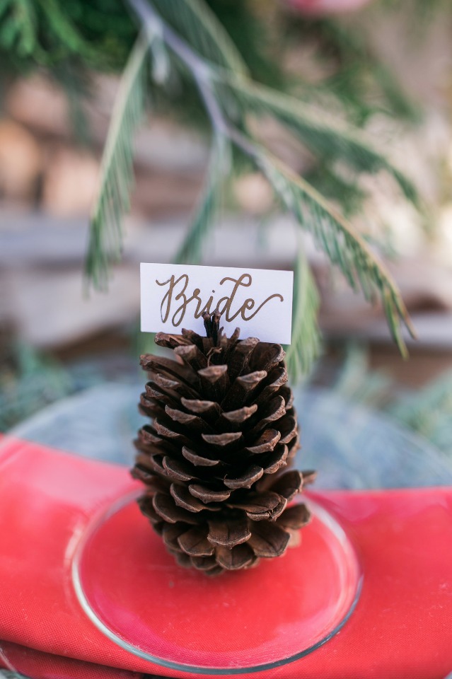 pine cone place card holder