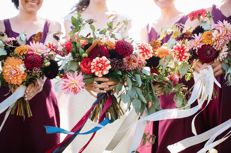 Ribbon tied bouquets