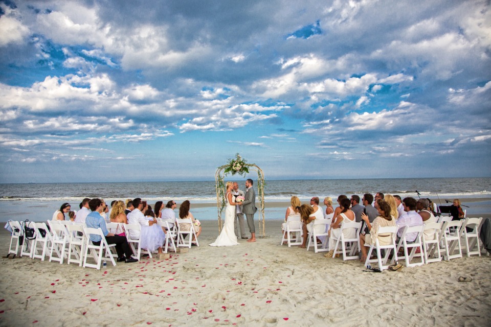 beach wedding at Jekyll Island Club Hotel