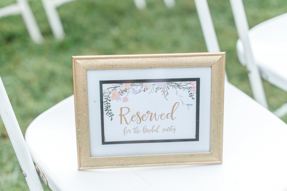 reserved for the bridal party seat sign