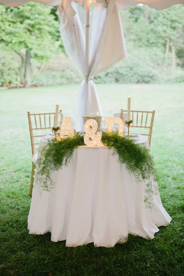 Marquee initials for the sweetheart table