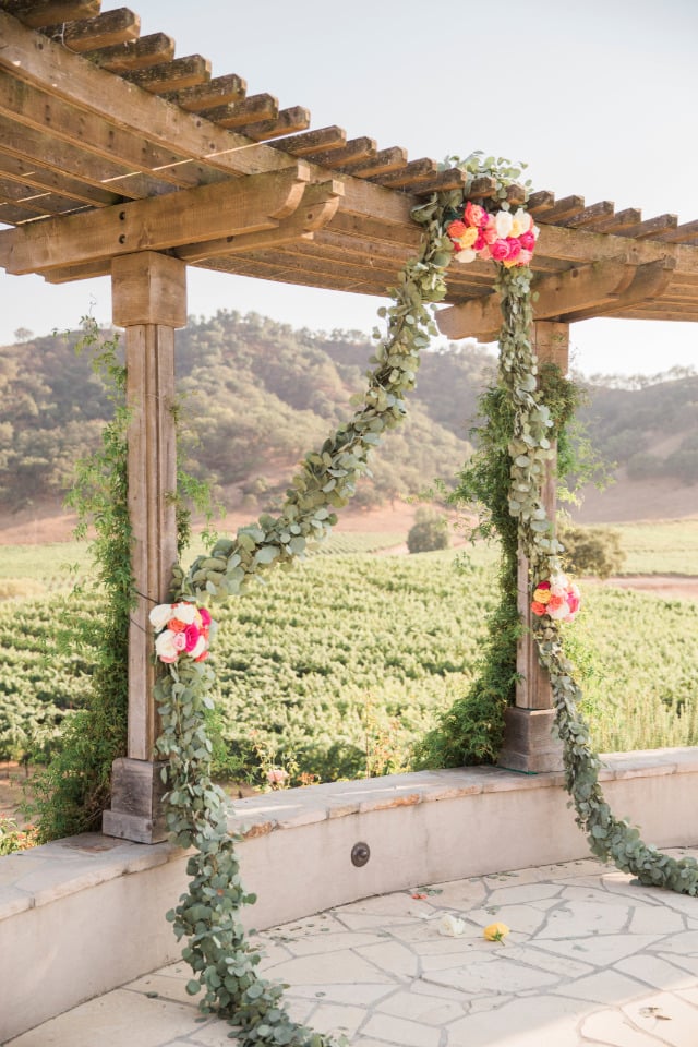 floral garland wedding ceremony backdrop
