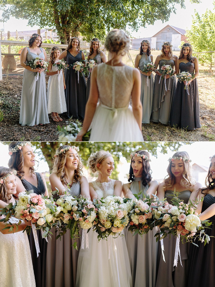 mismatched grey bridesmaid dresses