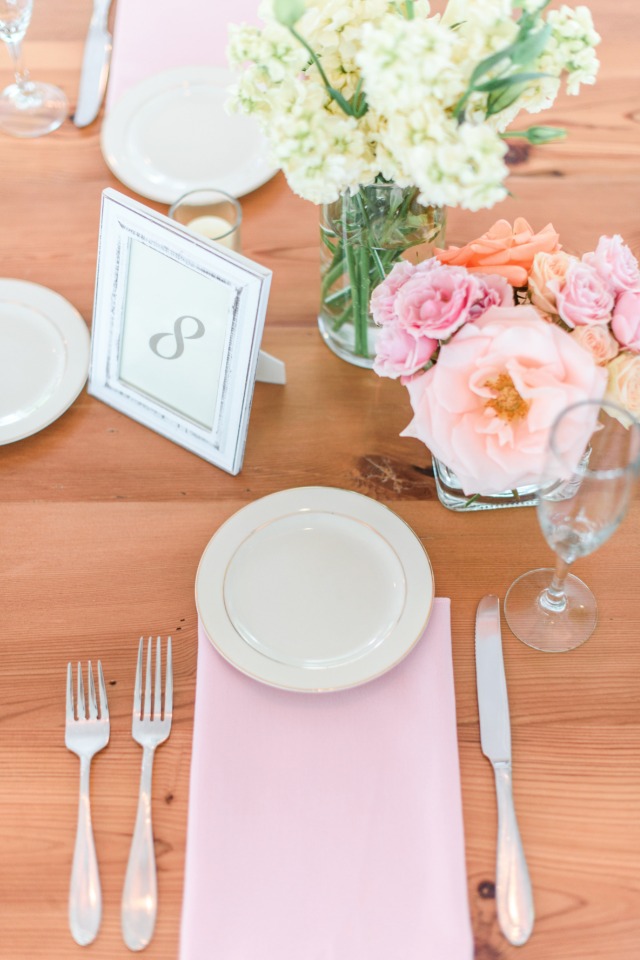 bright and beautiful pink and blush placesetting