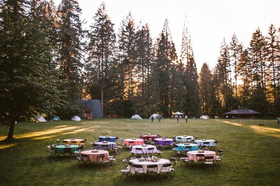 Colorful outdoor reception