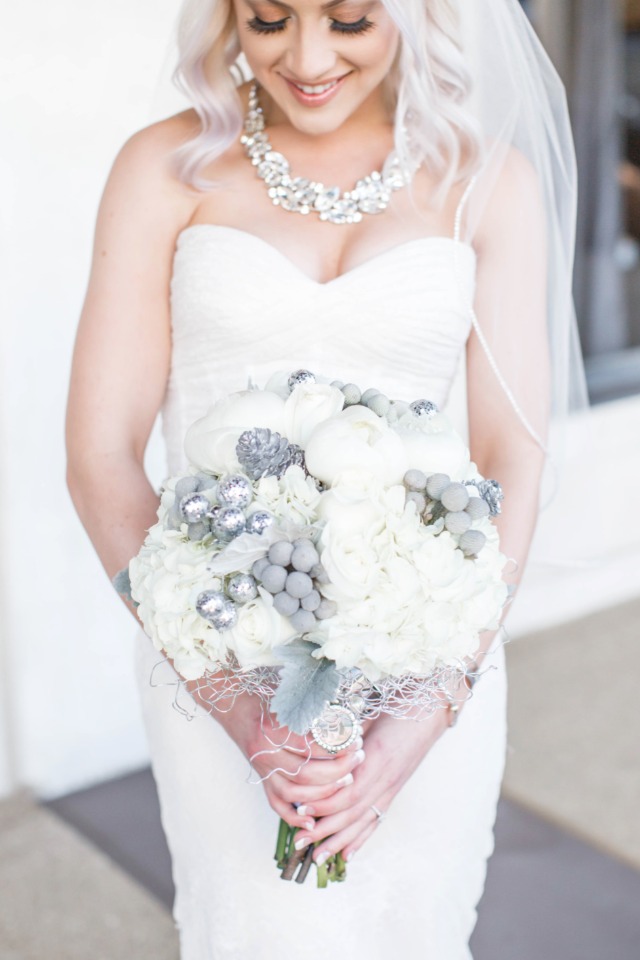 White, silver and grey bouquet
