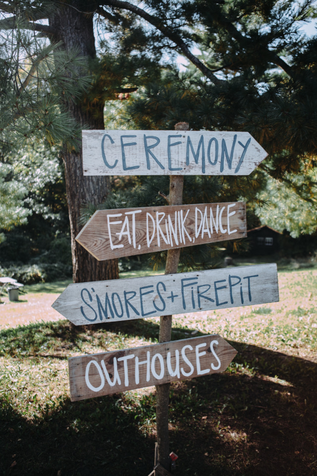 fun wood wedding sign