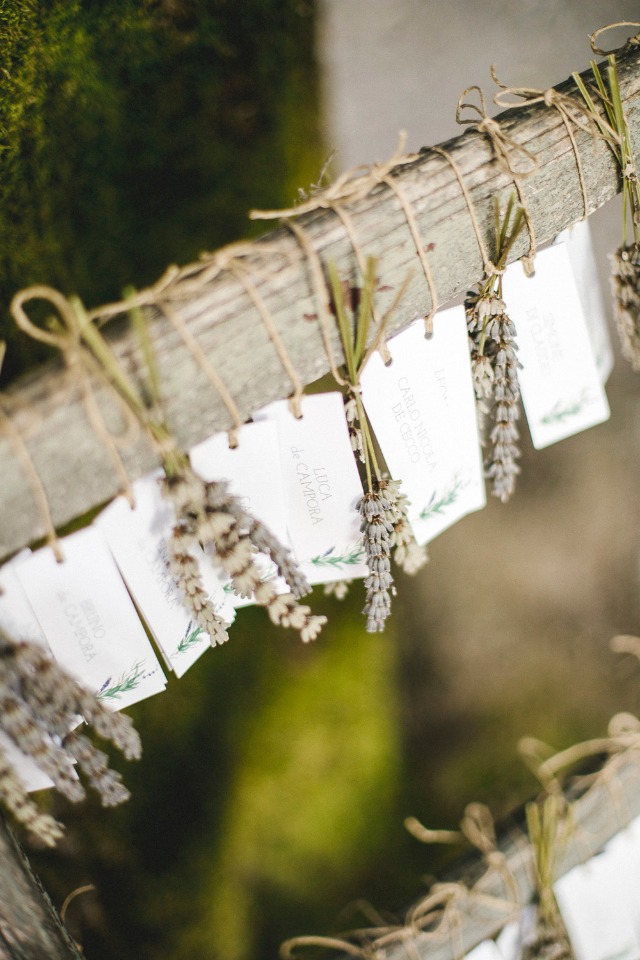 dried lavender and escort cards