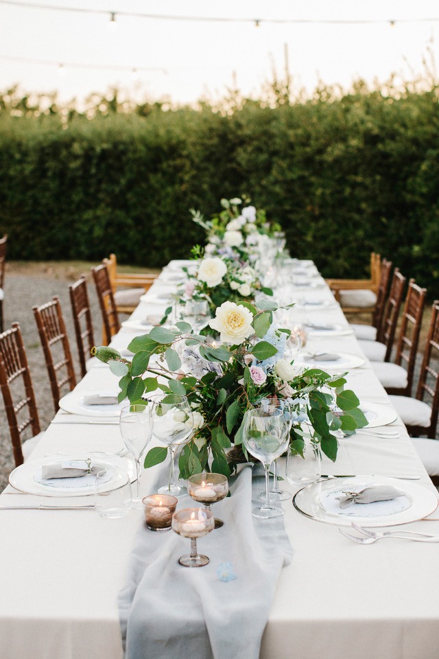 creme and grey wedding reception table decor