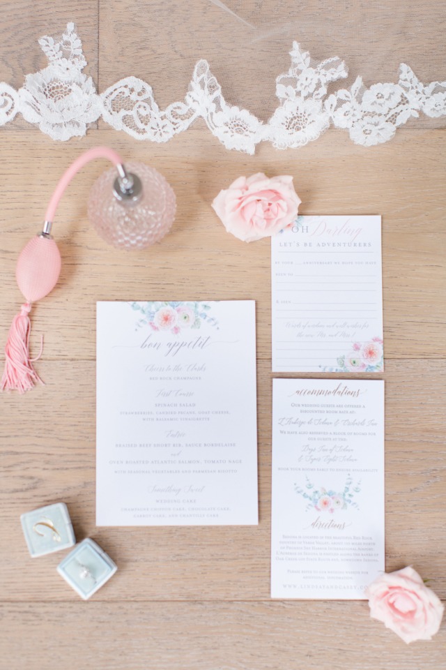 soft pink floral wedding stationery