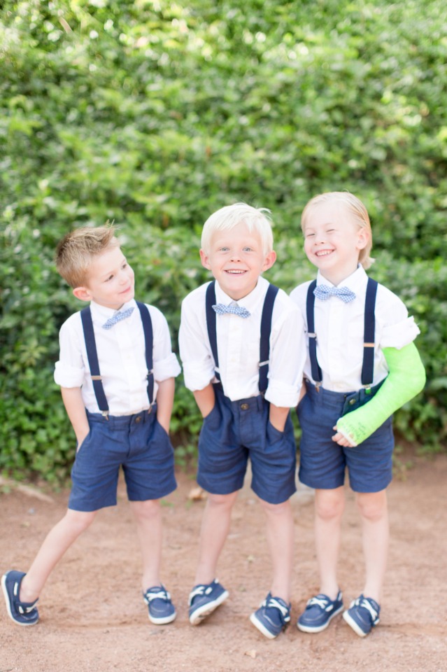 navy short and suspender ring bearers