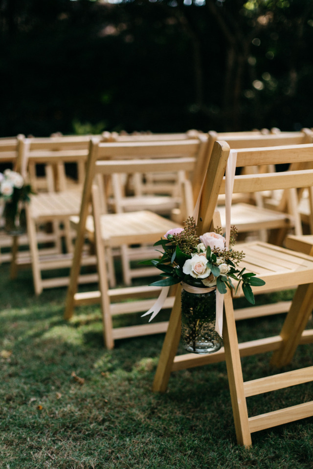 natural wood wedding ceremony chairs