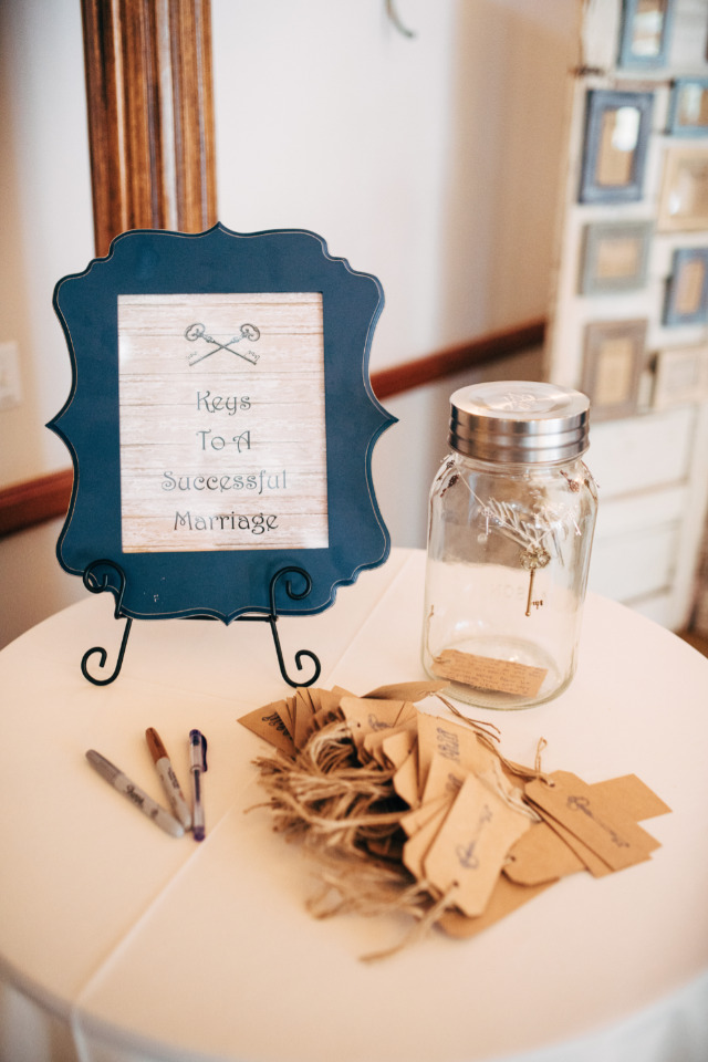 Wedding decor with Keys To A Successful Marriage sign