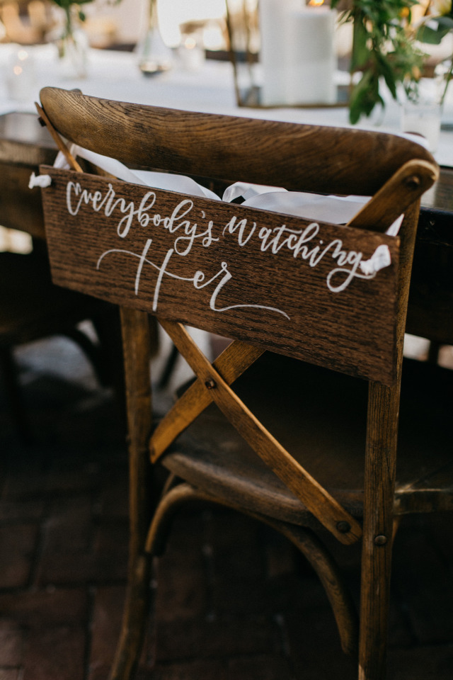everybody's watching her wedding bride chair sign