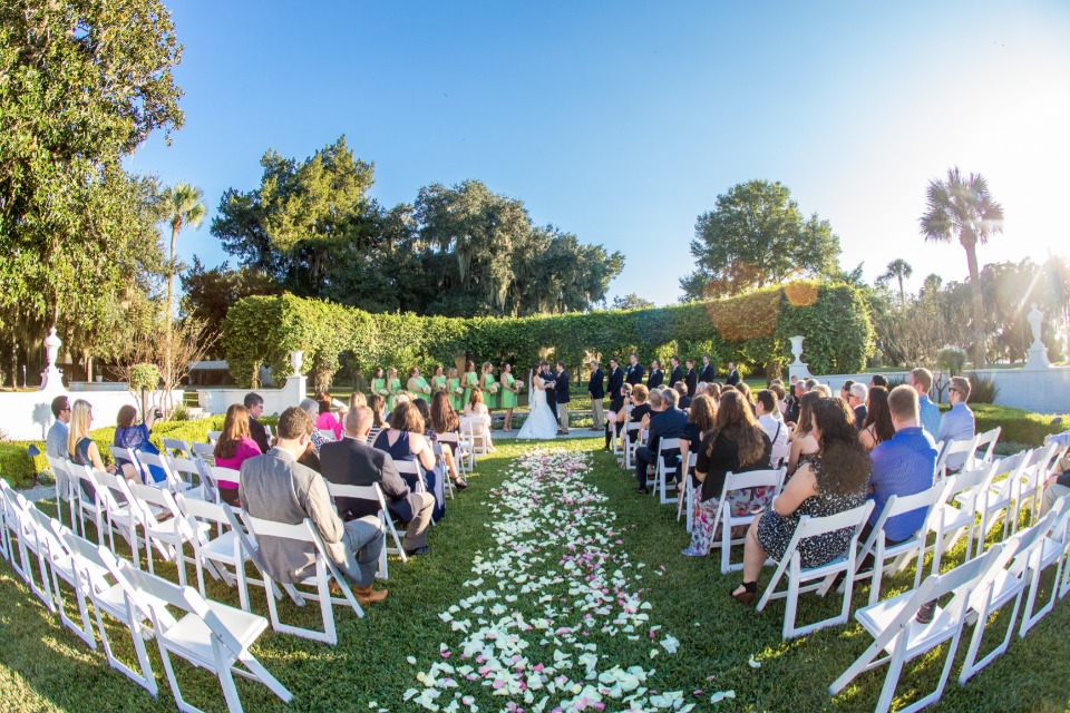 garden wedding ceremony at Jekyll Island Club Hotel