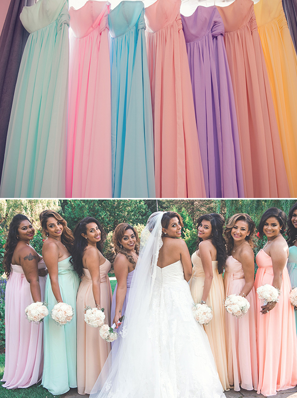 rainbow bridesmaid dresses