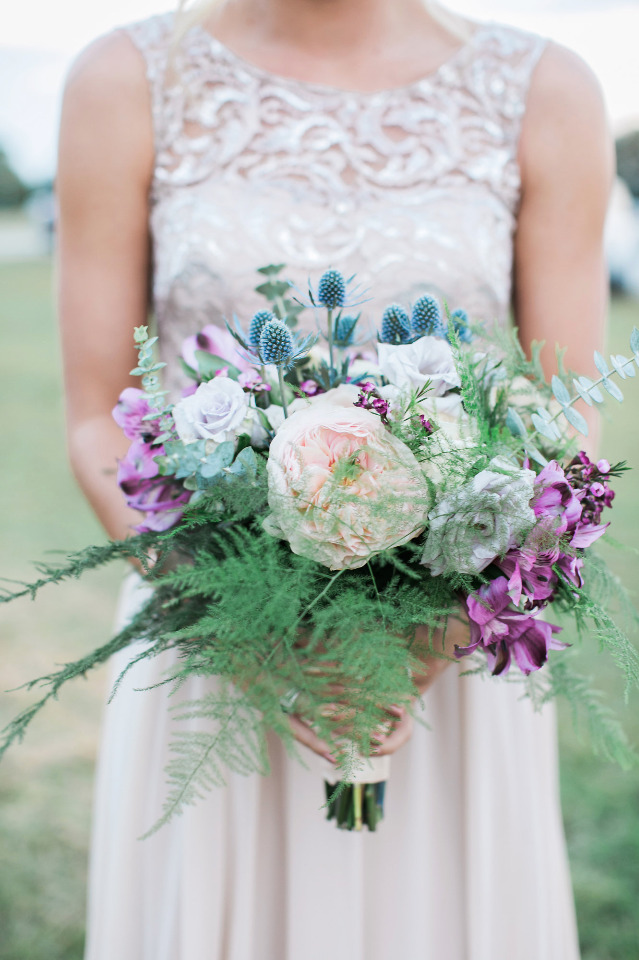 pink and purple bridesmaids bouquet