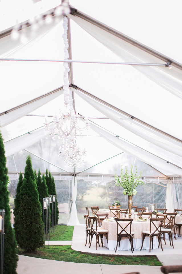 beautiful pink and gold wedding tent reception