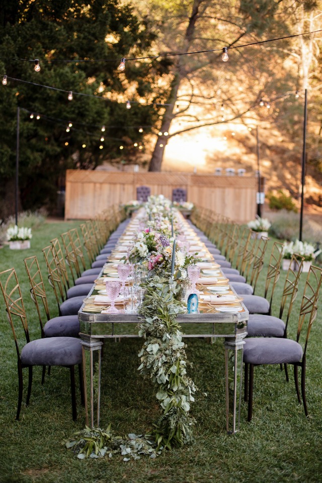gold and purple wedding table