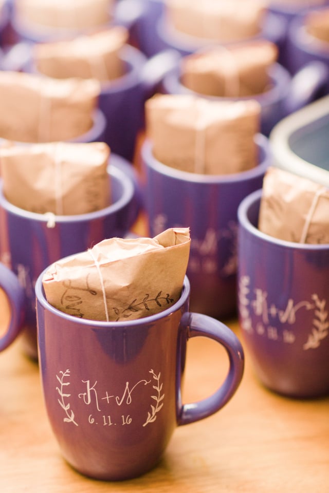 custom purple mug wedding favors