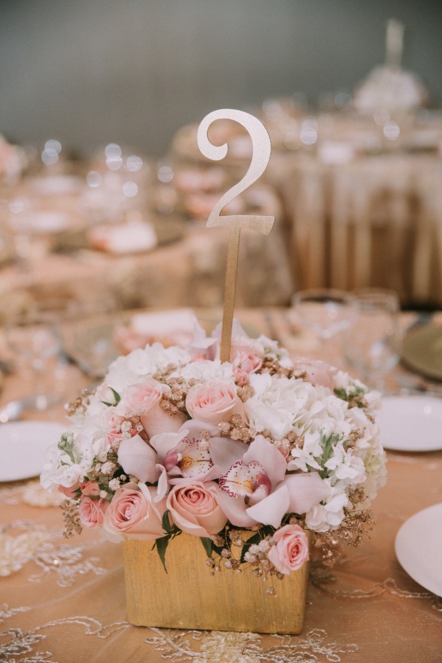 Gold box centerpiece table number