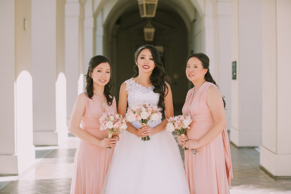 Bridal party in blush