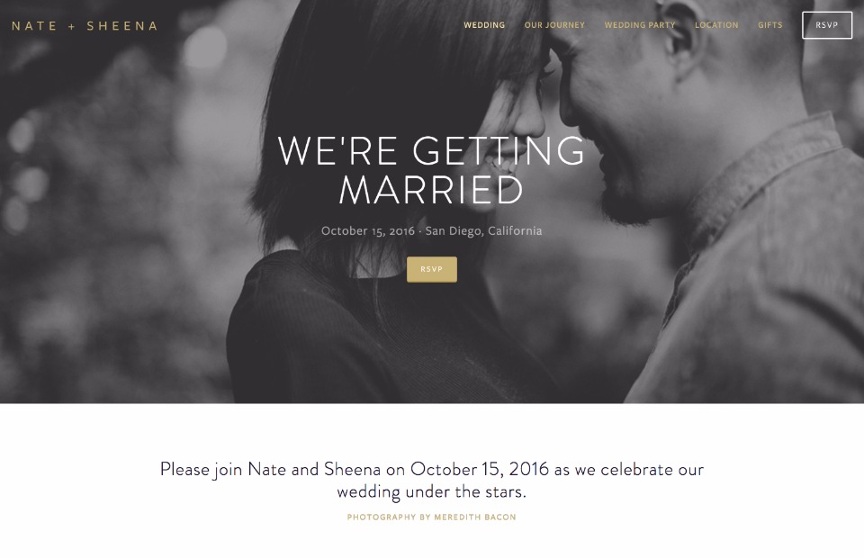 Squarespace wedding website