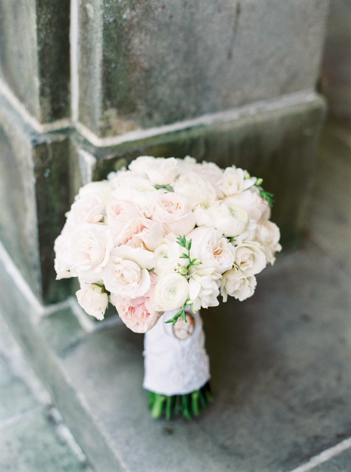 Blush and white rose bouquet