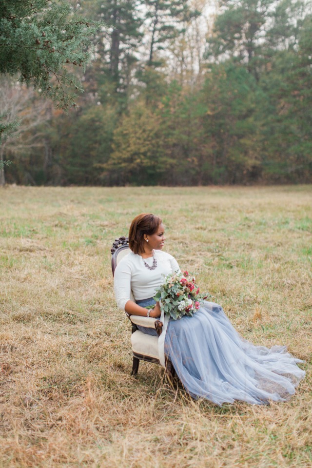 Love her smokey blue tulle skirt