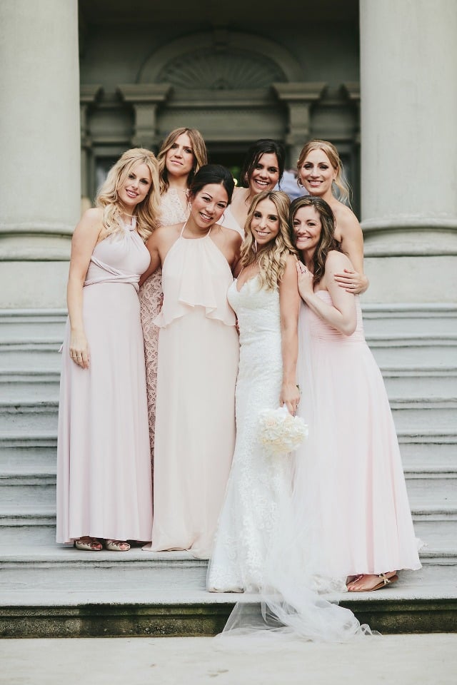 Mix and match blush bridesmaid dresses