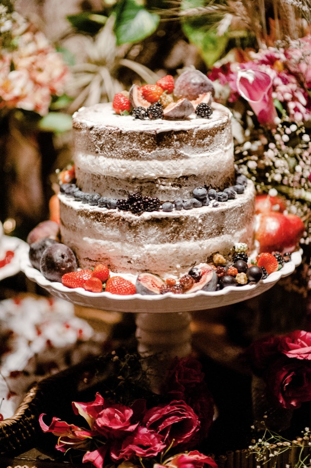 berry topped naked cake