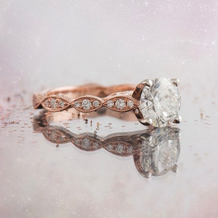 vintage engraved diamond engagement ring