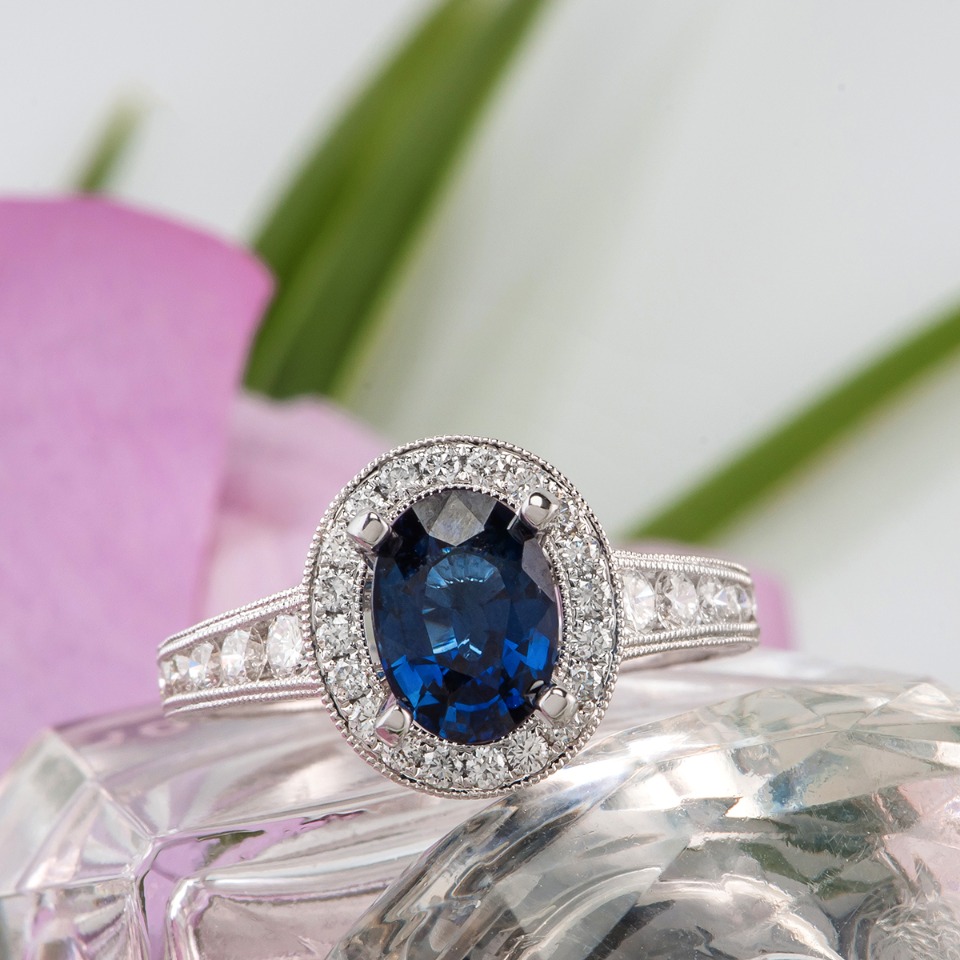Oval Halo Diamond Vintage Engagement Ring