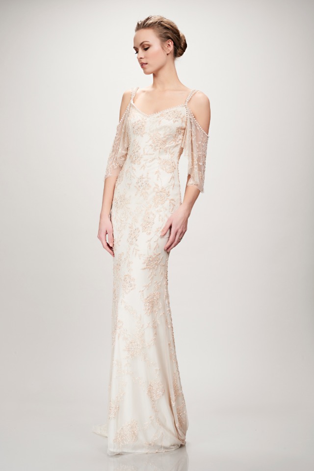 intricate beading on this Theia wedding gown