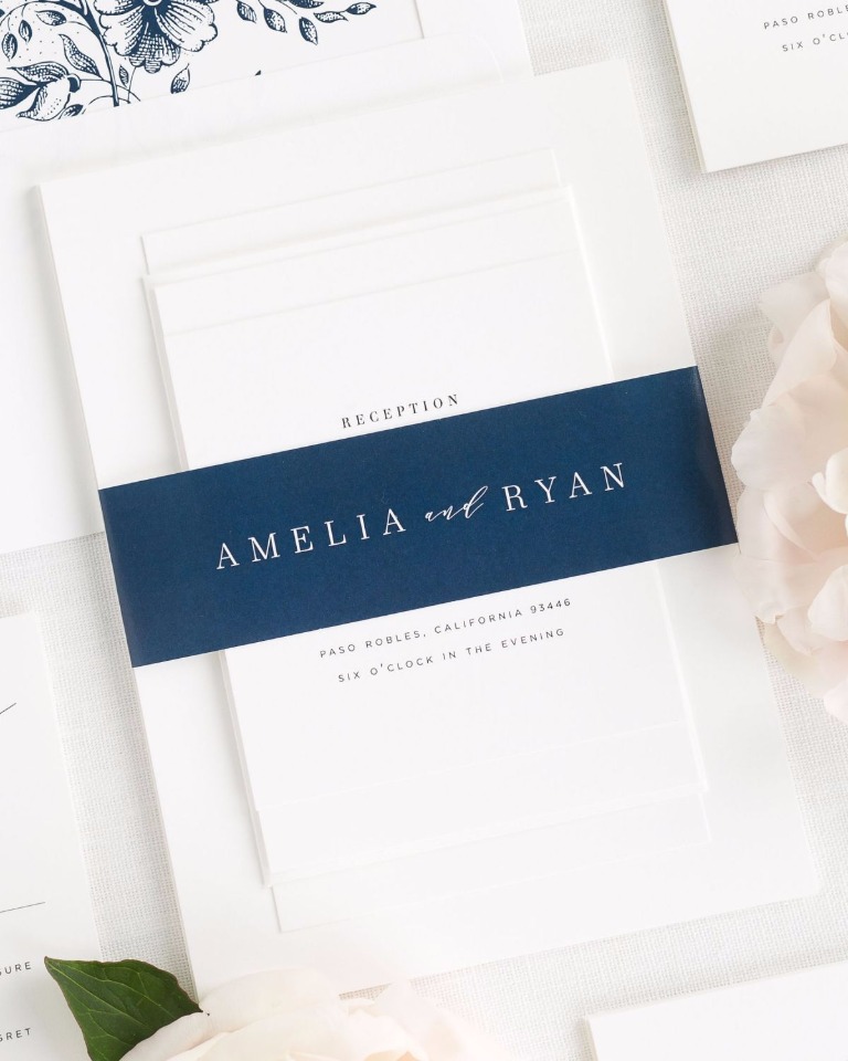 Amelia wedding invitations with belly band