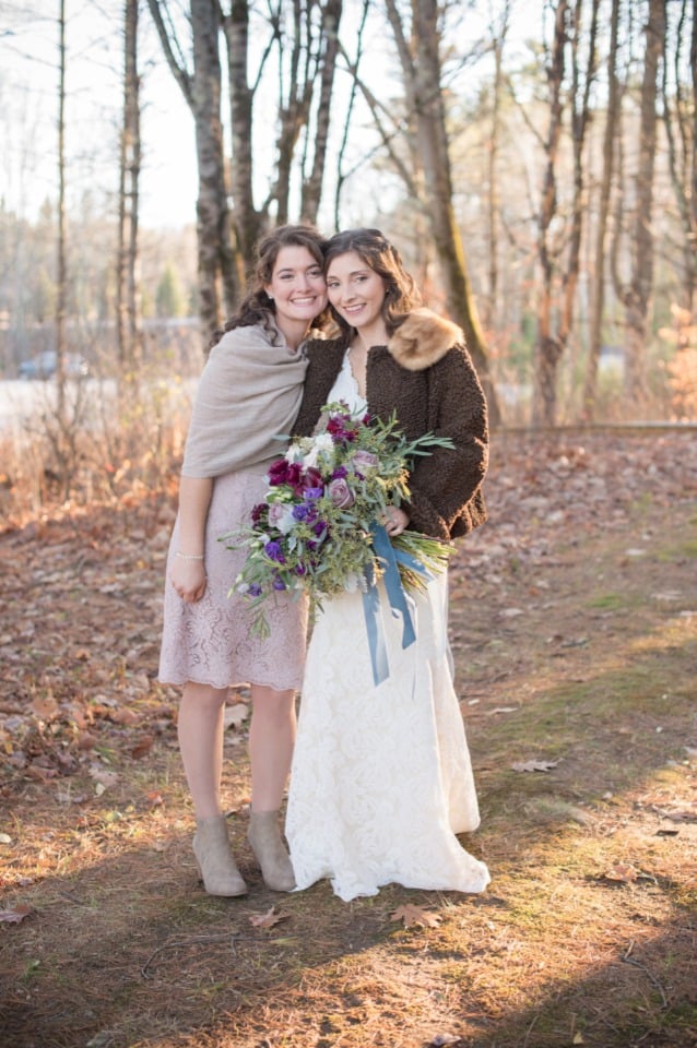 fall style bride and bridesmaid