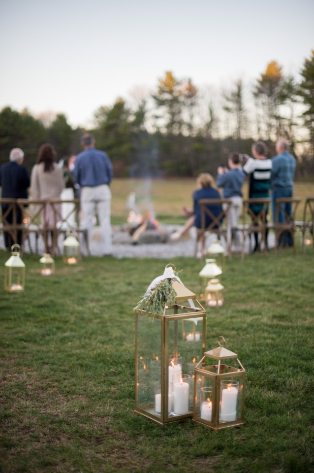 candle lit lantern wedding aisle
