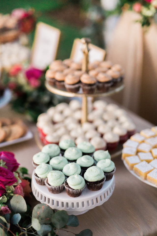 Dessert table with mini cupcakes
