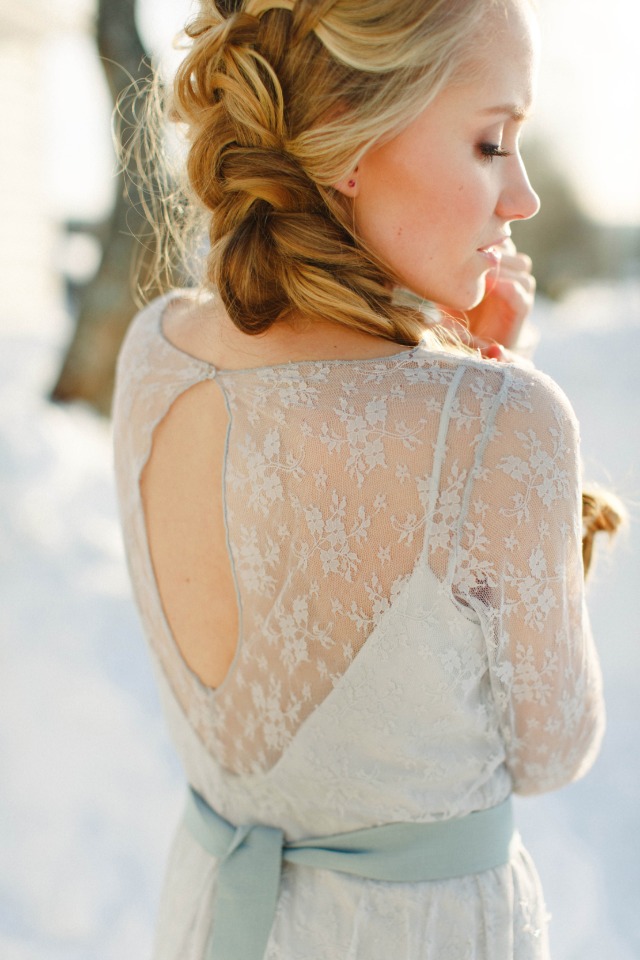soft blue winter wedding gown