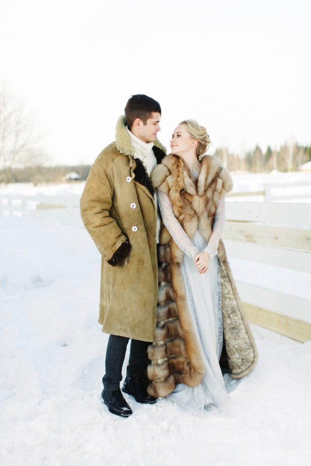 winter bride and groom outfits