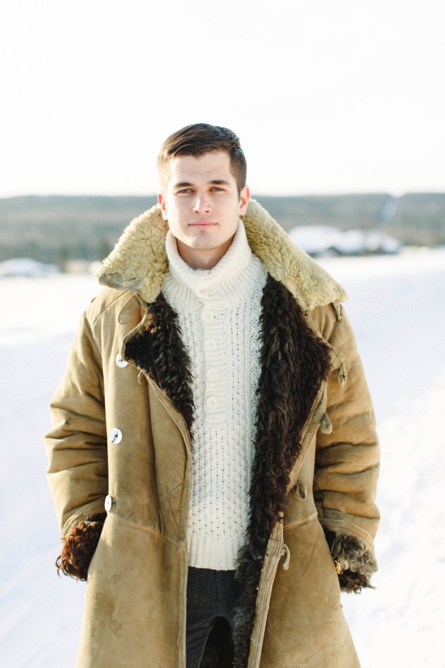 handsome rugged groom outfit for winter wedding